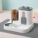 Alimentador E Bebedouro Elevado Automático 2 Em 1 Cinza E Branco Com Visor De Ração Para Pets Design Moderno E Compacto
